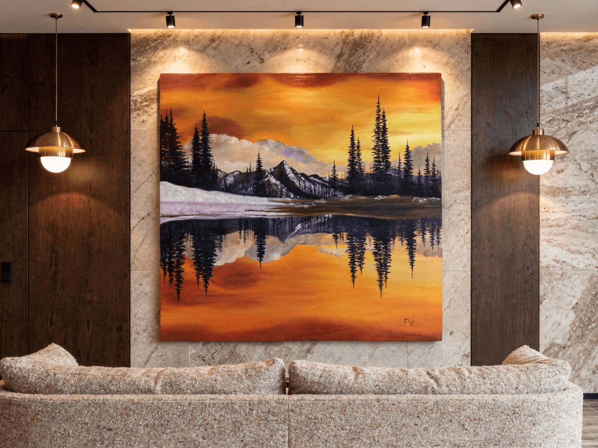 Autumn Lake Sunset — detail